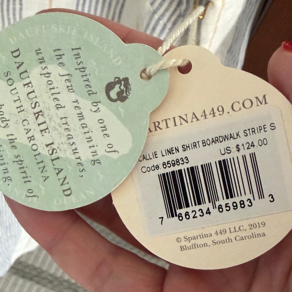 Spartina 449 Callie Linen Boardwalk Striped Long Sleeve Shirt - Picture 4 of 5